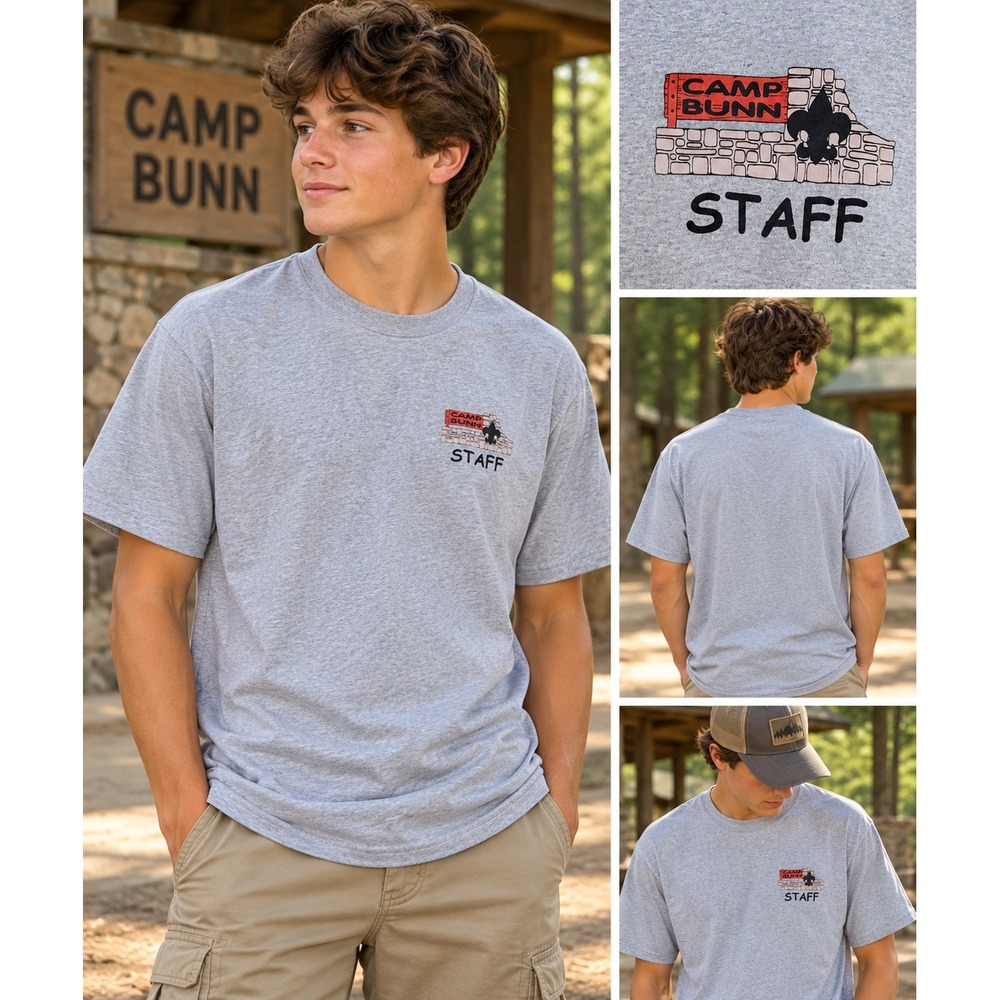 Camp Bunn Staff 2023 T-Shirt Abraham Lincoln Council IL Tee Heather Gray XL